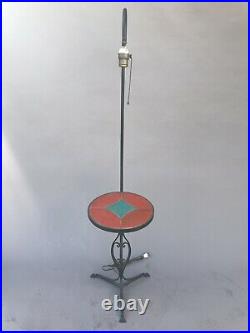 Iron Monterey Tile Table Floor Lamp 1930 Mission Arts Crafts Ceramic California
