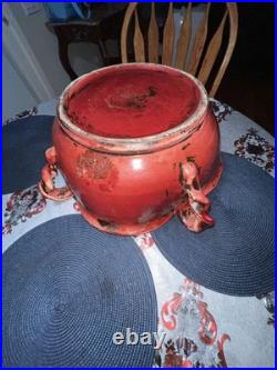 Italian Art Pottery Fortunate Tuscany Large 21 Wide Red Clover Centerpiece