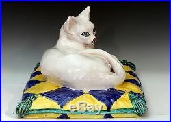 Italian Art Pottery Majolica Cat Ceramic Large Vintage Londi Figure Raymor