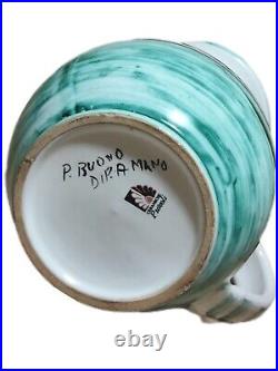 Italian Ceramic Art Handmade Wine Pitcher Jug Signed Pottery FRee shippING