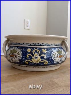 Italian Hand Painted Pot From Tuscany 7 Inches Tall By 15 Wide