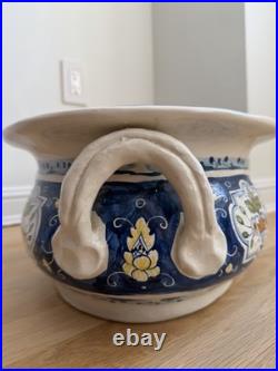 Italian Hand Painted Pot From Tuscany 7 Inches Tall By 15 Wide