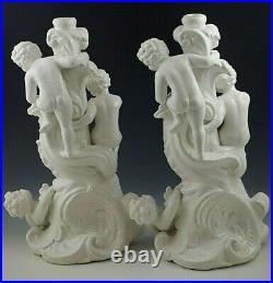 Italy Cherubs Putti Pair Of Lamp Bases Baroque Vintage Large 16'' White