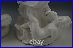 Italy Cherubs Putti Pair Of Lamp Bases Baroque Vintage Large 16'' White