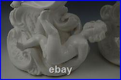 Italy Cherubs Putti Pair Of Lamp Bases Baroque Vintage Large 16'' White