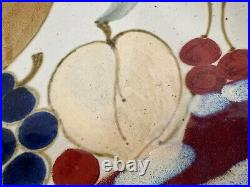 Jerry Chapelle Large Ceramic Art Pottery Centerpiece Bowl with Fruit Decorations