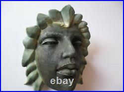 Joyce Schleiniger Sculpture Ceramic Art Pottery Planter Head Wall Pocket Eyes