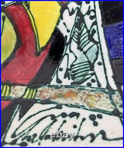 Juozas Rasa Saldaitis Pottery Ceramic Parrot on Branch Wall Art 13x10 Signed