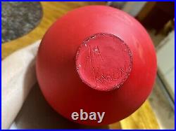 Kaolin Pottery Contemporary Vessel Thunderbolt Red & Black Vase Round 8 tall