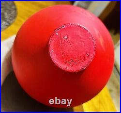 Kaolin Pottery Contemporary Vessel Thunderbolt Red & Black Vase Round 8 tall