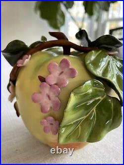 Katherine Houston Porcelain Objects D'Art Sculpture APPLE with Blossoms NIB