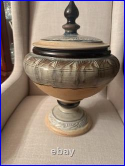 Kathryne Koop Ceramic Urn/Vase with Lid Blue and White