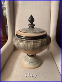 Kathryne Koop Ceramic Urn/Vase with Lid Blue and White