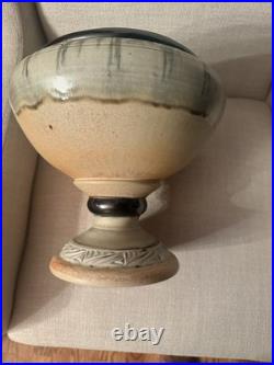 Kathryne Koop Ceramic Urn/Vase with Lid Blue and White