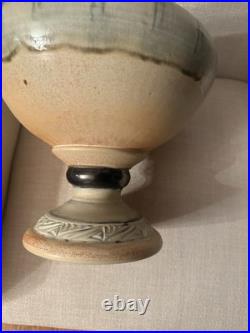 Kathryne Koop Ceramic Urn/Vase with Lid Blue and White