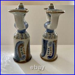 Ken Edwards Ceramic Candle Holder Set of 2 Women Mexican Folk Art Pottery VTG