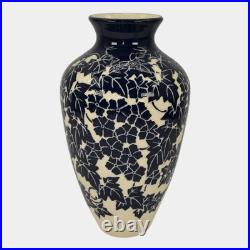 Ken Tracy 2006 Studio Art Pottery Blue White Luffa Hand Made Ceramic Vase 401