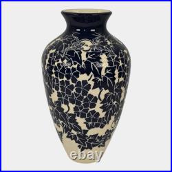 Ken Tracy 2006 Studio Art Pottery Blue White Luffa Hand Made Ceramic Vase 401