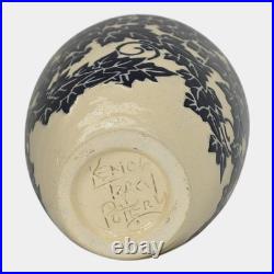 Ken Tracy 2006 Studio Art Pottery Blue White Luffa Hand Made Ceramic Vase 401