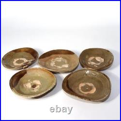 Kintsugi Art Work Japanese Antique Karatsu 5 Plates Pottery Ceramic bowl PCP152