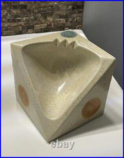 Large Atomic Cubist Mid-Century Lapid Israel Art Pottery Ceramic Ashtray Eames