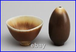 Large Berndt Friberg Studio Ceramic Bowl Haresfur Glaze Gustavsberg Sweden Sign