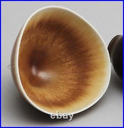 Large Berndt Friberg Studio Ceramic Bowl Haresfur Glaze Gustavsberg Sweden Sign