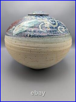 Large Contemporary Modern Abstract Studio Art Pottery Vase MCM Pot 10 x 10