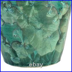 Large Green Crystaline Studio Art Pottery Vase Wheel Thrown 11.5