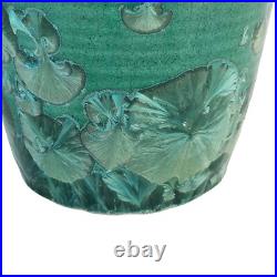 Large Green Crystaline Studio Art Pottery Vase Wheel Thrown 11.5