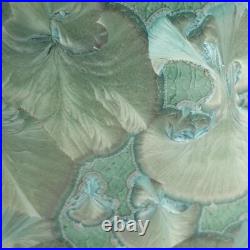 Large Green Crystaline Studio Art Pottery Vase Wheel Thrown 11.5