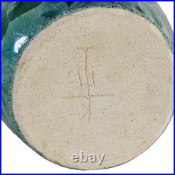 Large Green Crystaline Studio Art Pottery Vase Wheel Thrown 11.5