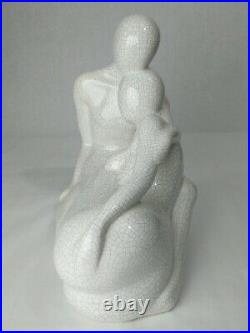 Large JARU 1983 White Ceramic Lovers Couple Modernist Abstract Sculpture