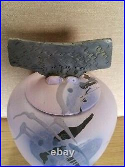 Large Lidded Vase Urn pottery ceramic signed by Noted Artist Mark Hines Sig