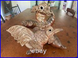 Large Modern Ceramic Art Pottery Figural Sculpture Fox & Chicken by Peter Rose