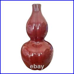Large Red Gourd Art Vase Glazed Burgundy Ceramic by Diane Love for Mikasa Japan