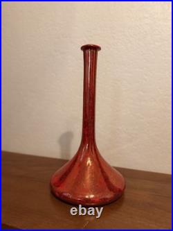 Large Signed Raku Pottery Vase 15.5 1983 Studio Ceramic Iridescent Copper Red