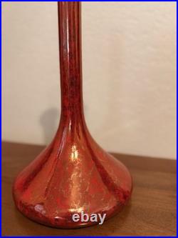 Large Signed Raku Pottery Vase 15.5 1983 Studio Ceramic Iridescent Copper Red