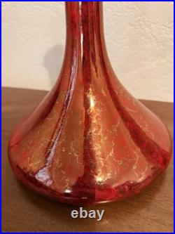 Large Signed Raku Pottery Vase 15.5 1983 Studio Ceramic Iridescent Copper Red