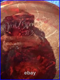 Large Signed Raku Pottery Vase 15.5 1983 Studio Ceramic Iridescent Copper Red