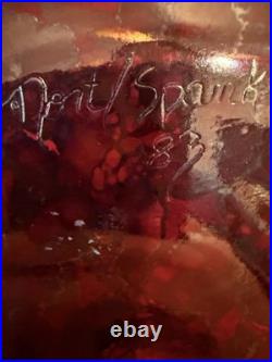 Large Signed Raku Pottery Vase 15.5 1983 Studio Ceramic Iridescent Copper Red