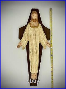 Large Vtg Crucifix Cross Jesus King Risen Robed Pottery/Ceramic Type Art 1979