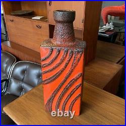 Large West Germany Scheurich Ceramic Vase Orange Fat Lava MCM Vintage