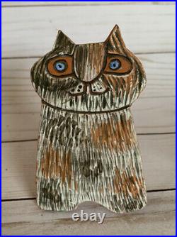 Leah Balsham Pottery Cats Cat Vtg Modern MCM Sculpture Ceramic Art