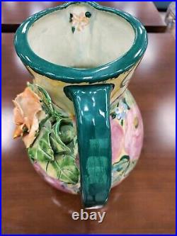 Lesal Ceramics Floral Hand-Crafted 2 Vases 1 Bowl & 1 Platter, Lot Of 4