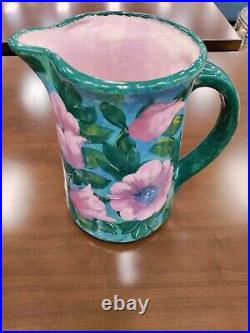 Lesal Ceramics Floral Hand-Crafted 2 Vases 1 Bowl & 1 Platter, Lot Of 4