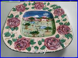Lesal Ceramics Floral Hand-Crafted 2 Vases 1 Bowl & 1 Platter, Lot Of 4