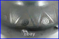 Lg Ceramic Black Jar/Container Mexican Folk Art Pottery Décor Eusebio M. Ortega
