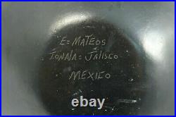 Lg Ceramic Black Jar/Container Mexican Folk Art Pottery Décor Eusebio M. Ortega