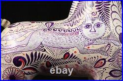 Lg Mexican Ceramic Horse Fine Folk Art Collectible Pablo Pajarito Tonala Purple